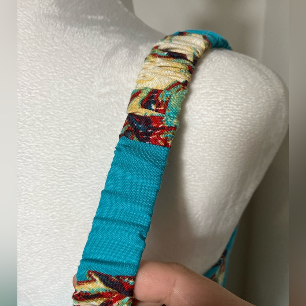 Band Of The Free Sun Dress S Turquoise Cream Paisley Tiered Coastal Cowgirl - Picture 4 of 9